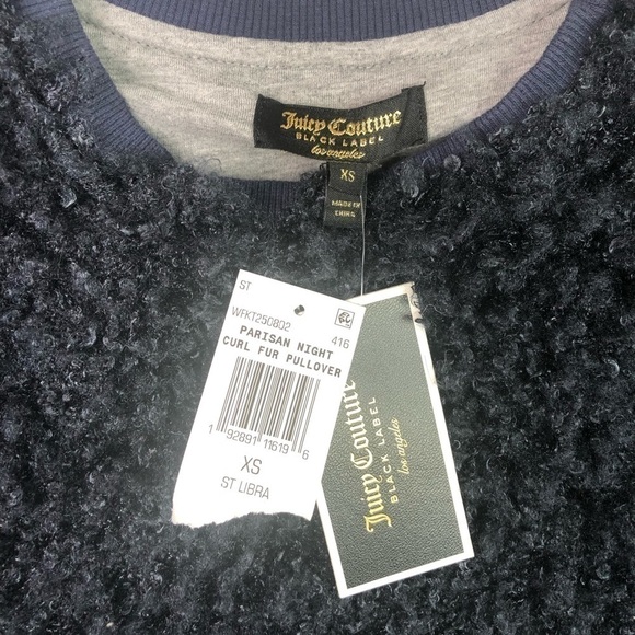 Juicy Couture Black Label Navy Faux Fur Parisian Nights Cropped Pullover Sweater - Picture 5 of 8